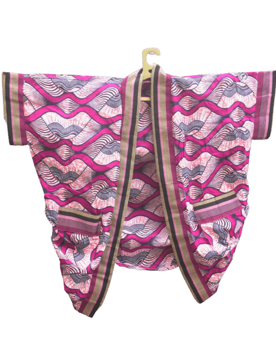Pink Prestigeous Ankara Kimono & Trouser Set.
