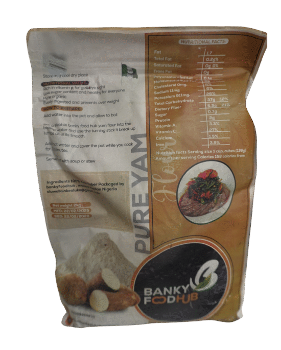 Pure Yam Flour 2kg 100% Natural Smooth Texture Authentic Taste from Nigeria