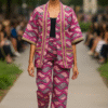 Pink Prestigeous Ankara Kimono & Trouser Set.
