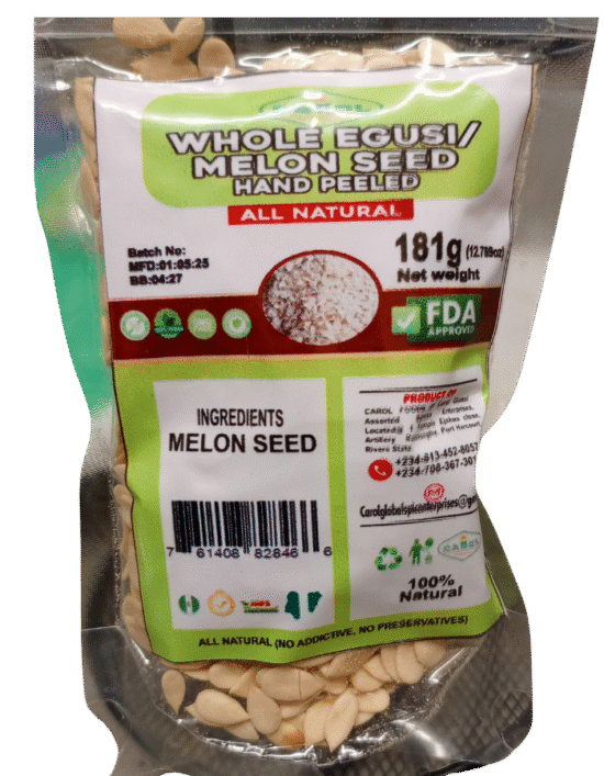 Whole Egusi Melon Seed 181g Hand Peeled100% Natural Nigerian Cooking Ingredient No Preservatives