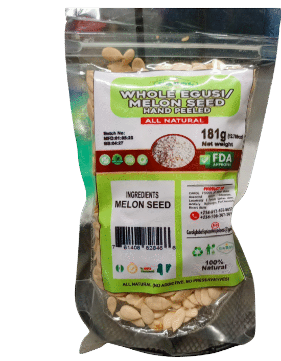 Whole Egusi Melon Seed 181g Hand Peeled100% Natural Nigerian Cooking Ingredient No Preservatives